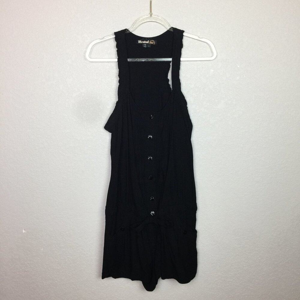 REWIND Black Button-Up Shorts Romper Size L